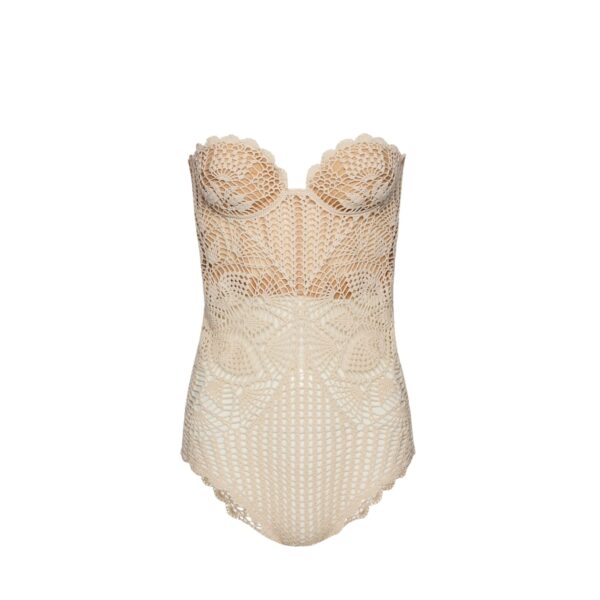Magda Butrym Lace crochet bustier bodysuit in cream