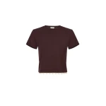 Magda Butrym Lace-detail classic t-shirt in brown