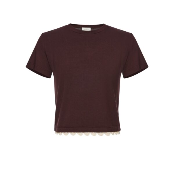 Magda Butrym Lace-detail classic t-shirt in brown