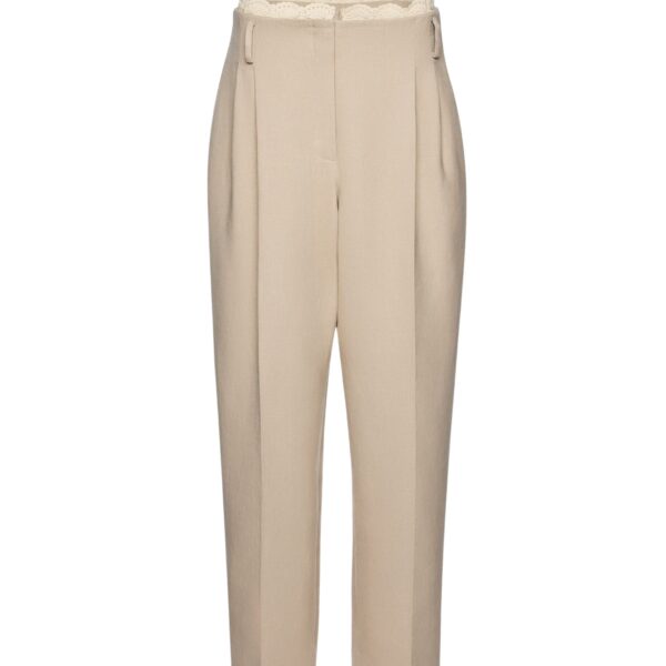Magda Butrym Lace-detail linen tapered trousers in beige