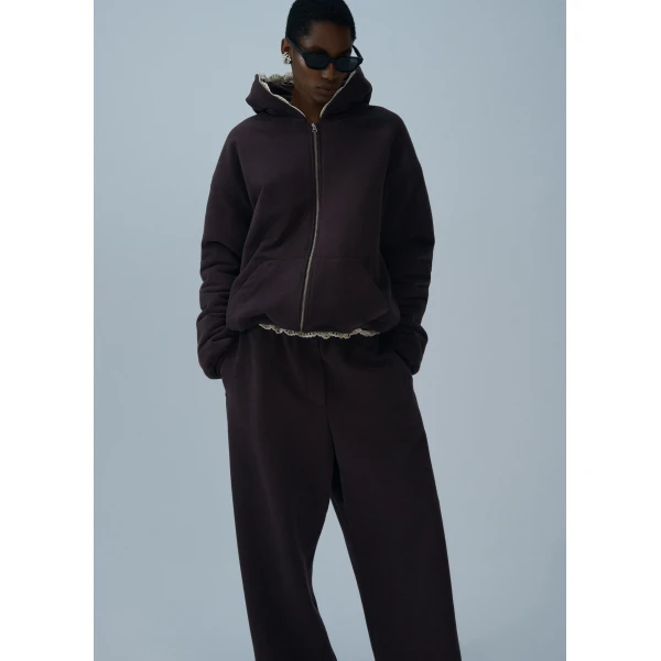Magda Butrym Lace-detail sweatpants in brown, view 2