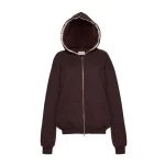 Magda Butrym Lace-detail zip up hoodie in brown