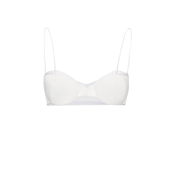 Magda Butrym Lace-trim silk bra in white