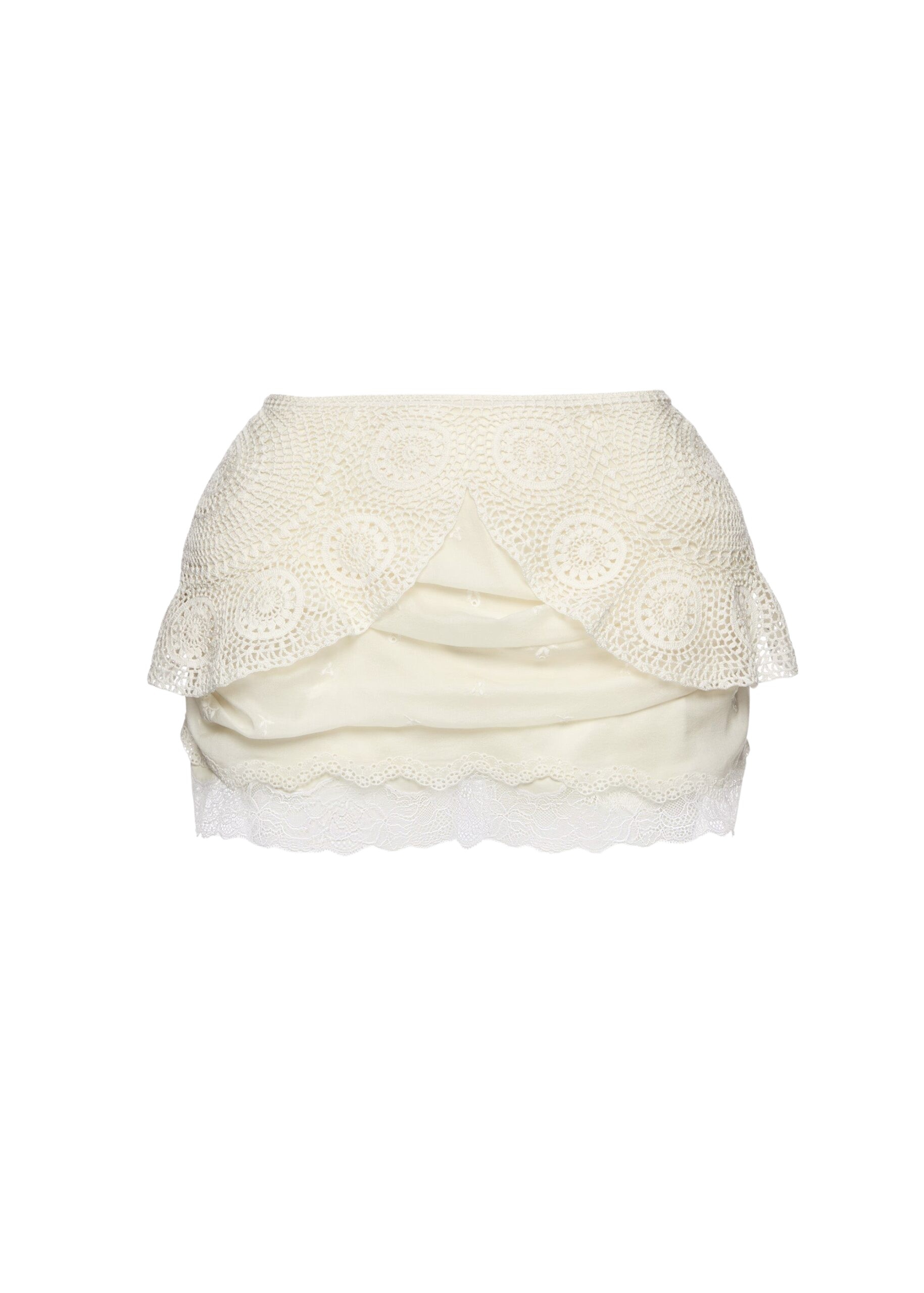 Magda Butrym Layered crochet mini skirt in white