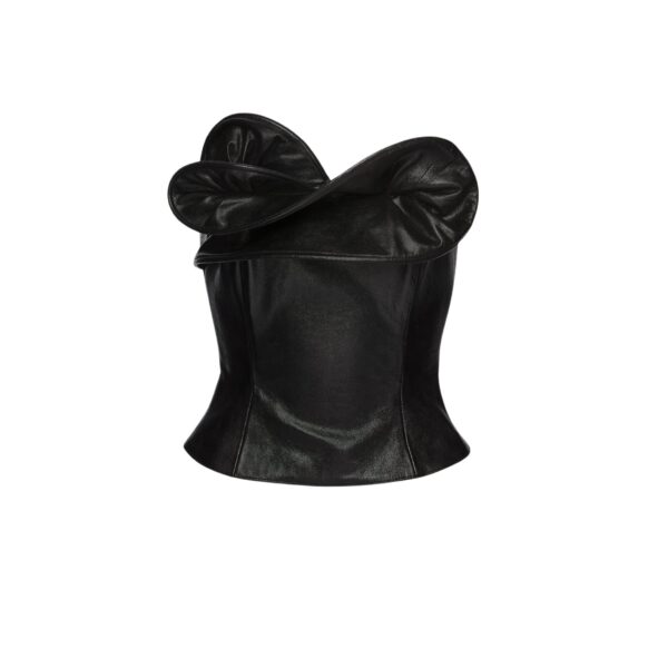 Magda Butrym Leather corset with sculptural neckline in black