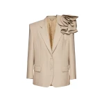 Magda Butrym Linen flower blazer in beige