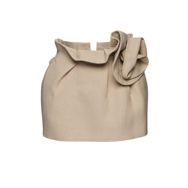 Magda Butrym Linen flower-detail mini skirt in beige