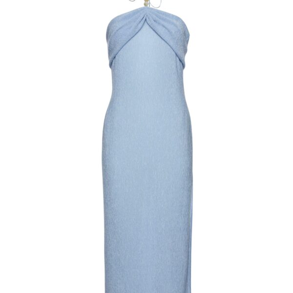 Magda Butrym Long halterneck dress with draped neckline in light blue