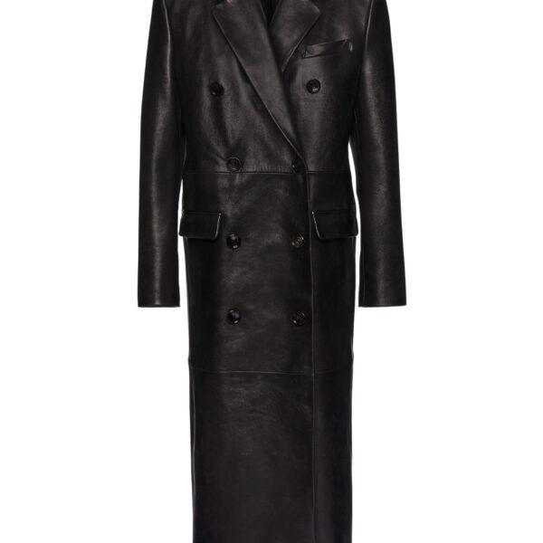 Magda Butrym Long leather tailored coat in black