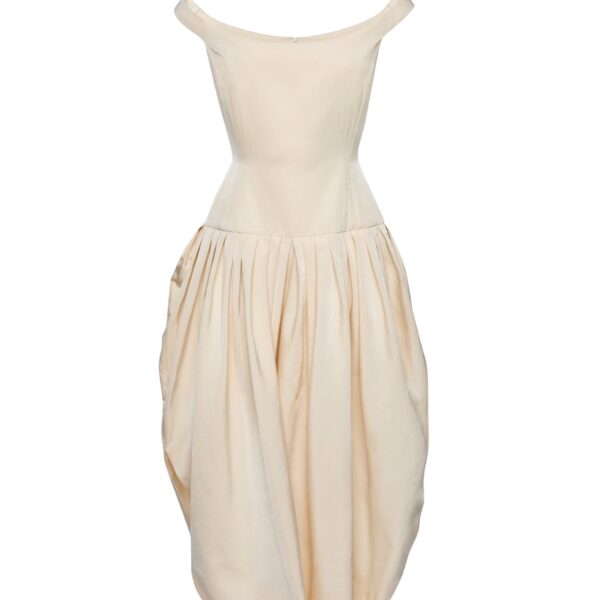 Magda Butrym Long off-shoulder draped dress in cream