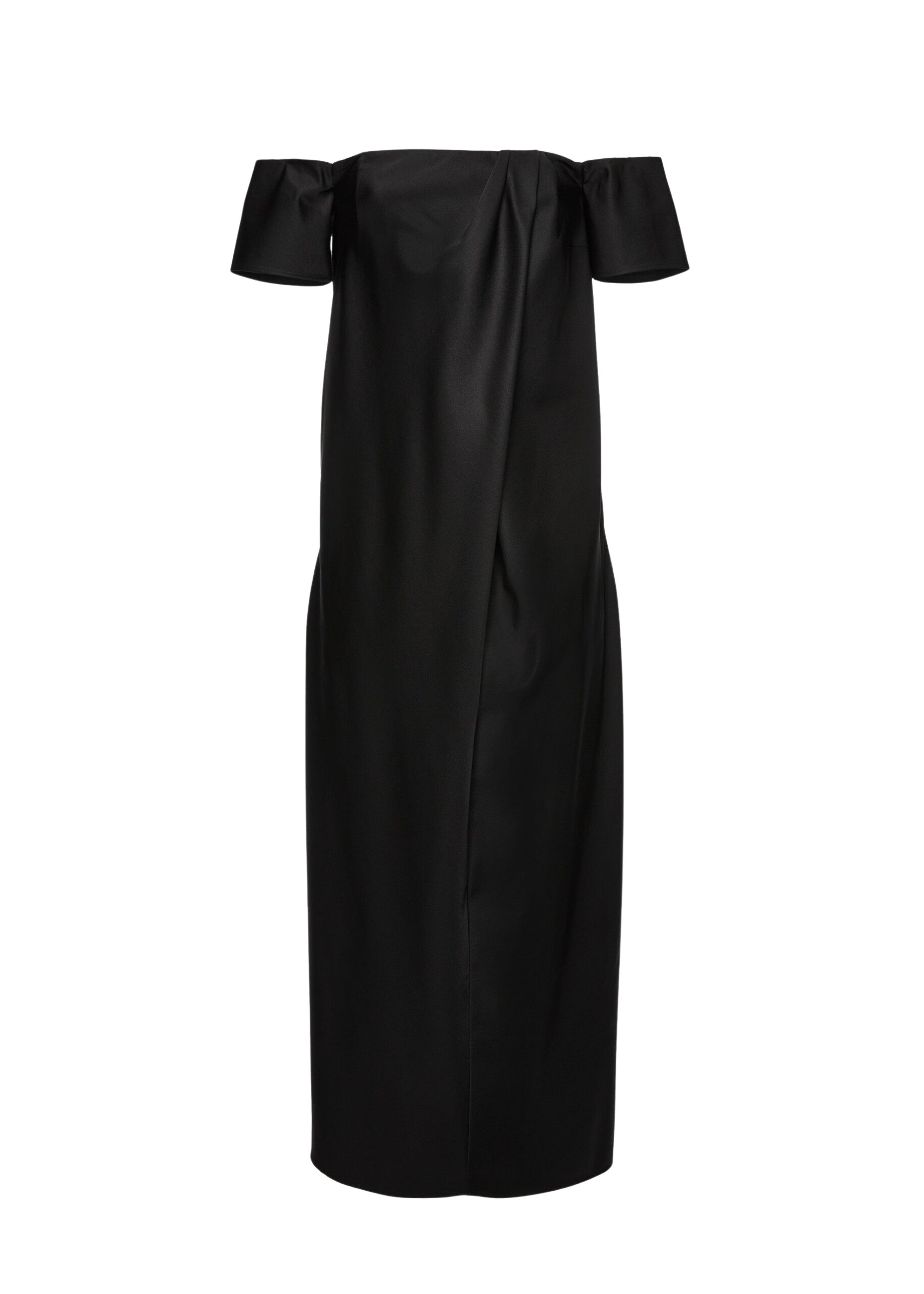 Magda Butrym Long off-shoulder wool and silk dress in black
