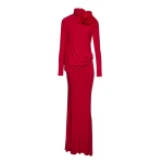 Magda Butrym Long open-back dress with high neck and floral detail in red