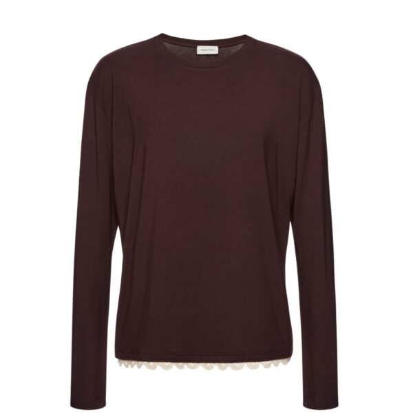 Magda Butrym Long-sleeve blouse with crochet hem in brown