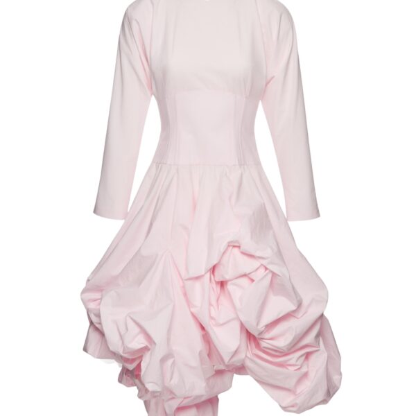 Magda Butrym Long-sleeve cotton midi dress with adjustable skirt in pink