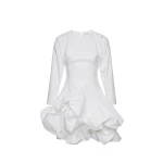 Magda Butrym Long-sleeve cotton mini dress with adjustable skirt in white