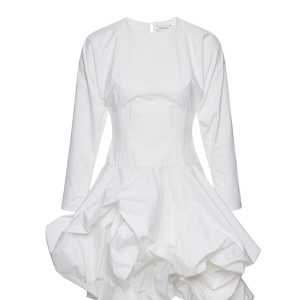 Magda Butrym Long-sleeve cotton mini dress with adjustable skirt in white