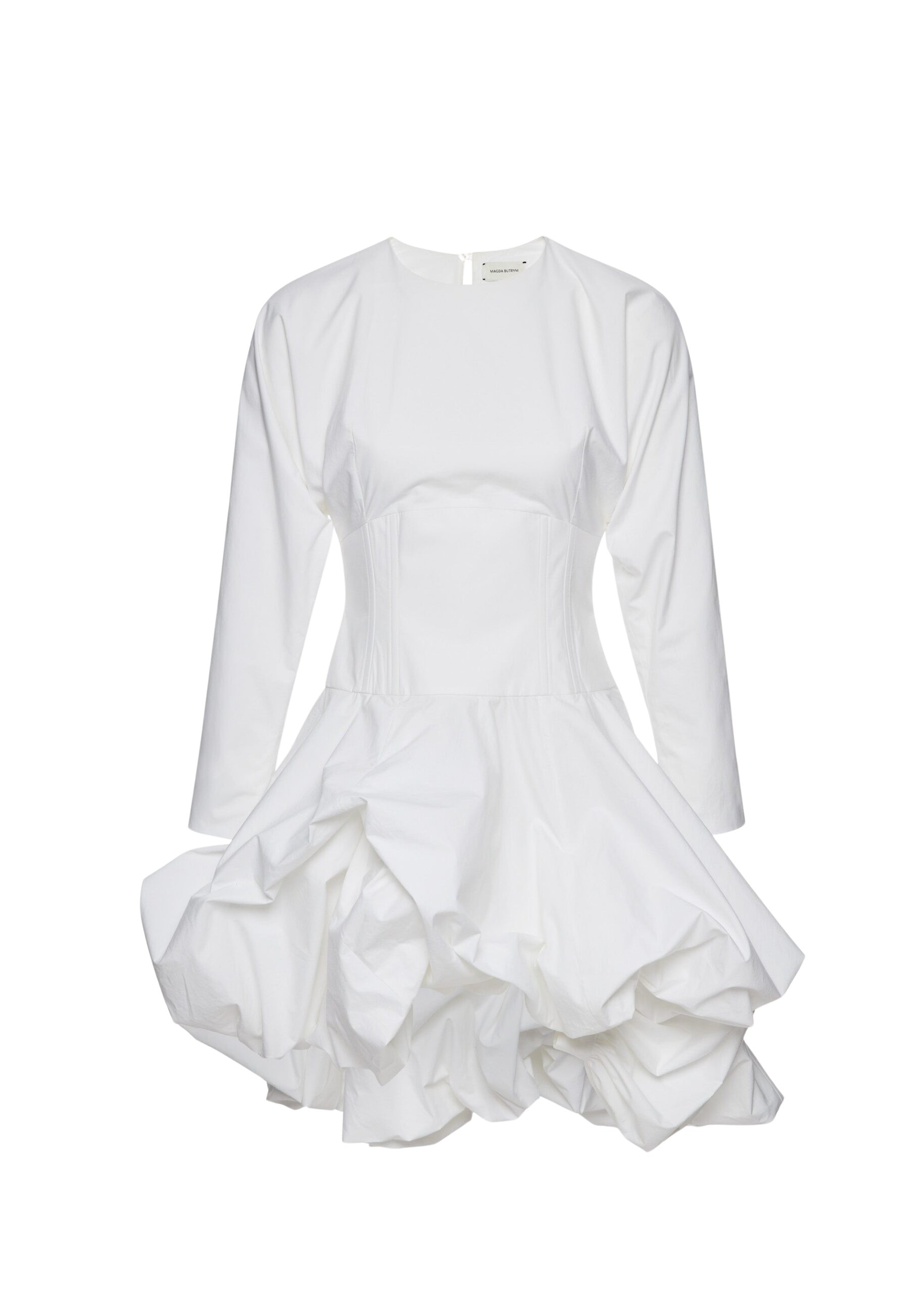 Magda Butrym Long-sleeve cotton mini dress with adjustable skirt in white