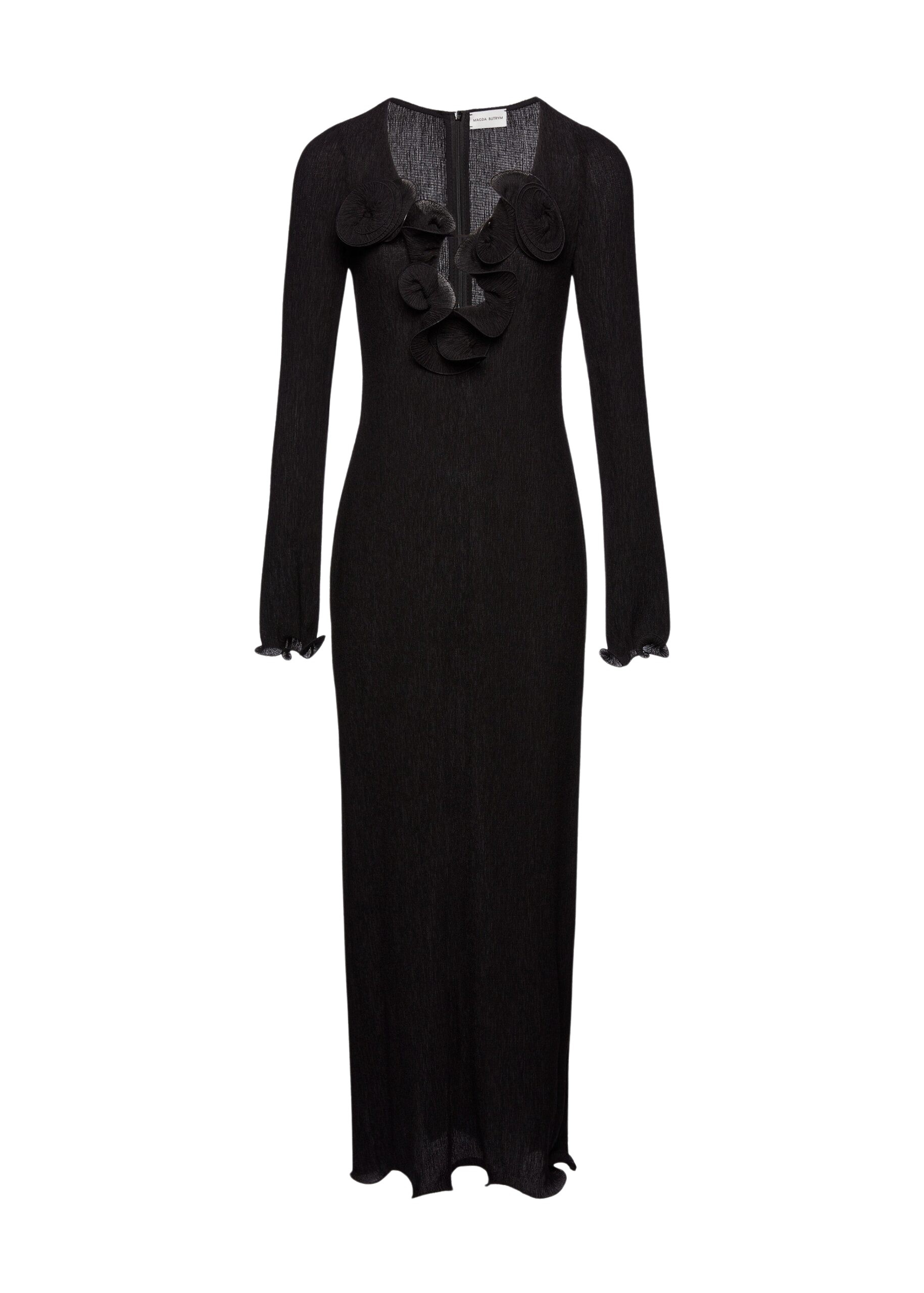Magda Butrym Long sleeve crepe beach maxi dress in black