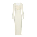 Magda Butrym Long sleeve crepe beach maxi dress in cream