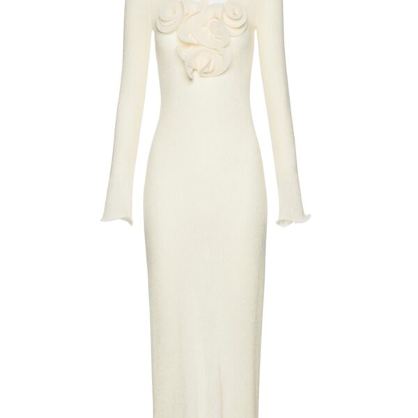 Magda Butrym Long sleeve crepe beach maxi dress in cream