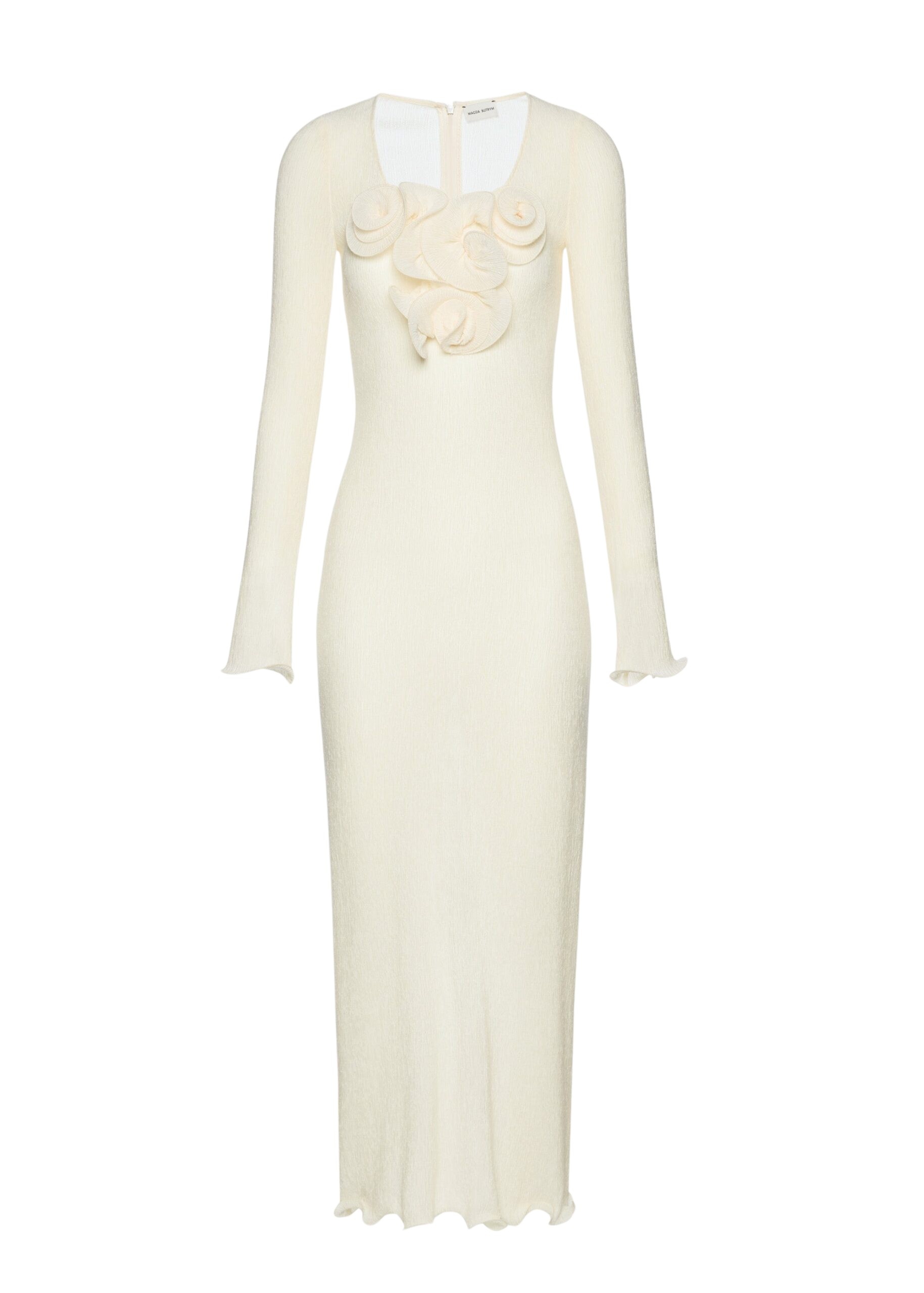 Magda Butrym Long sleeve crepe beach maxi dress in cream