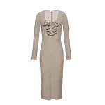 Magda Butrym Long-sleeve crepe beach maxi dress in light brown