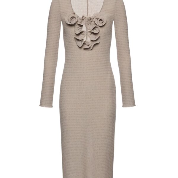 Magda Butrym Long-sleeve crepe beach maxi dress in light brown
