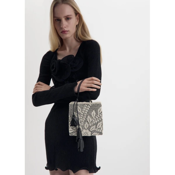 Magda Butrym Long sleeve crepe beach mini dress in black, view 2