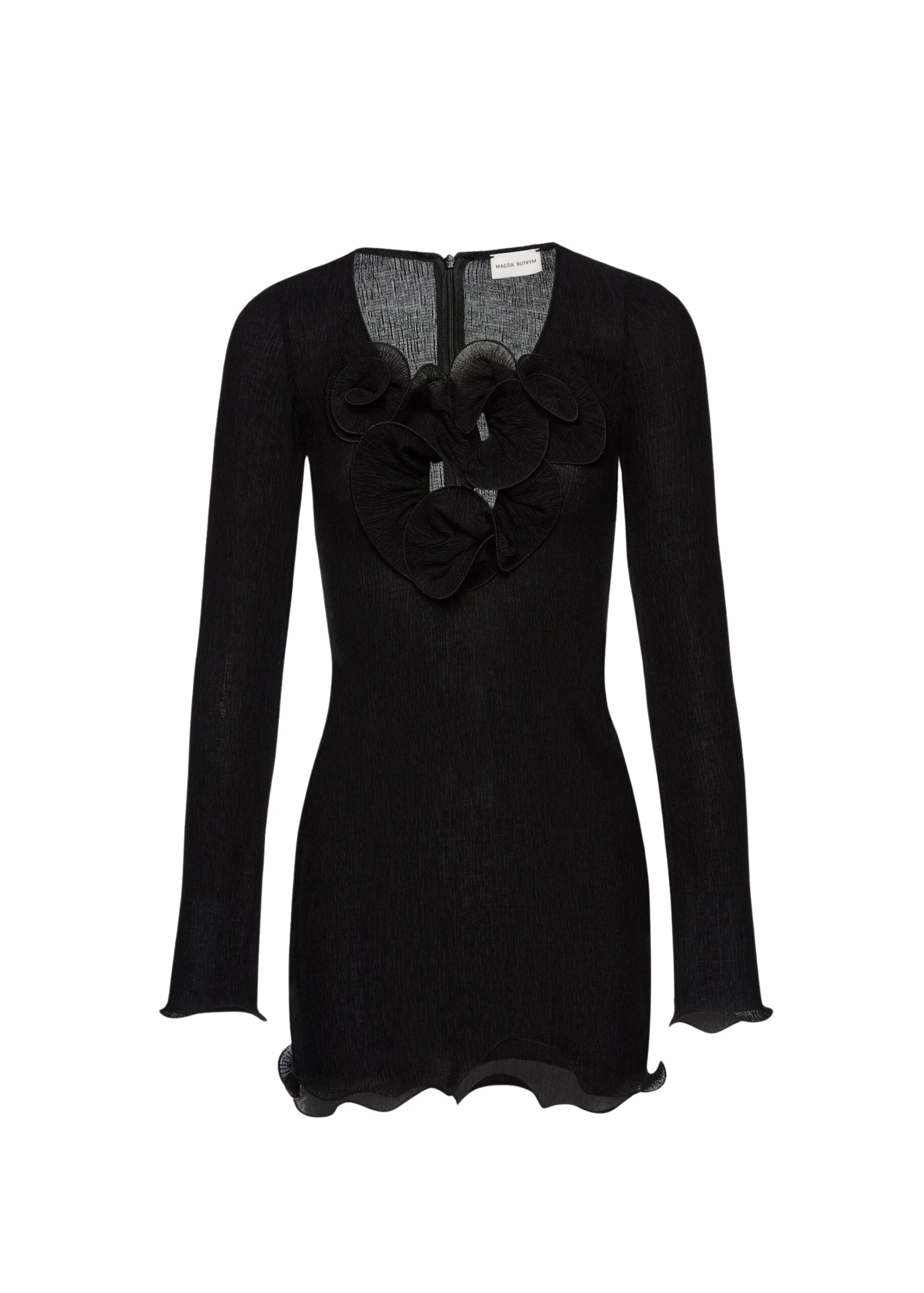 Magda Butrym Long sleeve crepe beach mini dress in black