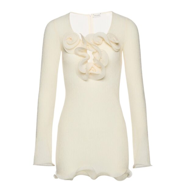 Magda Butrym Long sleeve crepe beach mini dress in cream