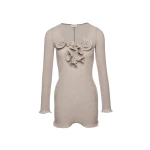 Magda Butrym Long-sleeve crepe beach mini dress in light brown