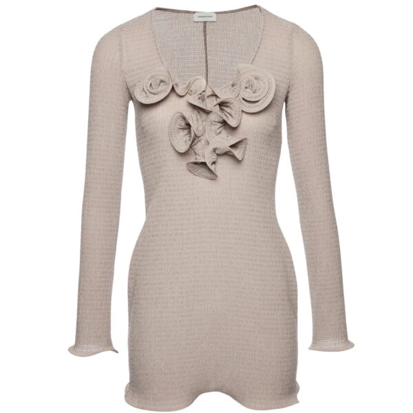 Magda Butrym Long-sleeve crepe beach mini dress in light brown