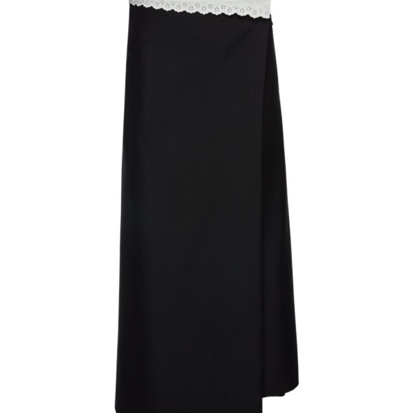 Magda Butrym Long wrap skirt with lace trim in black
