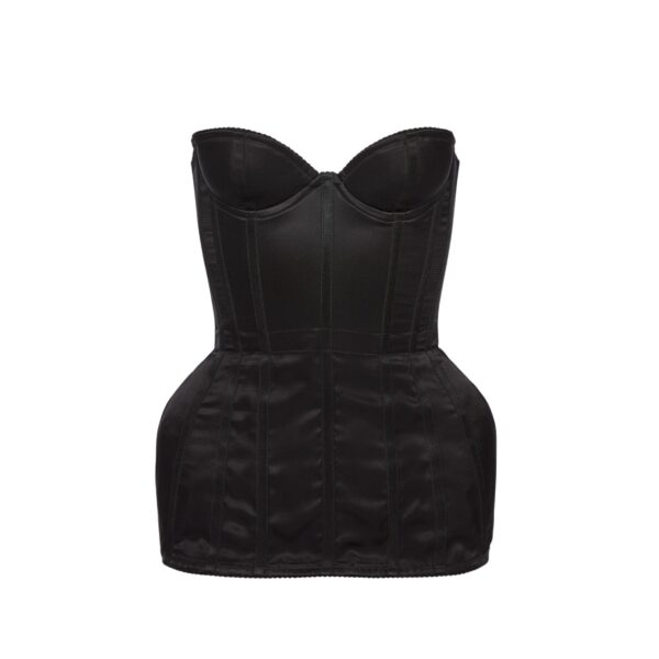 Magda Butrym Longline silk corset top in black satin