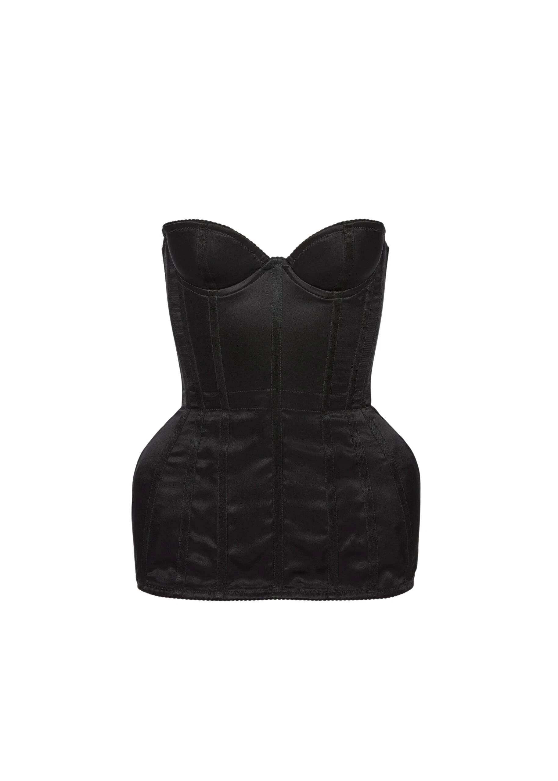 Magda Butrym Longline silk corset top in black satin