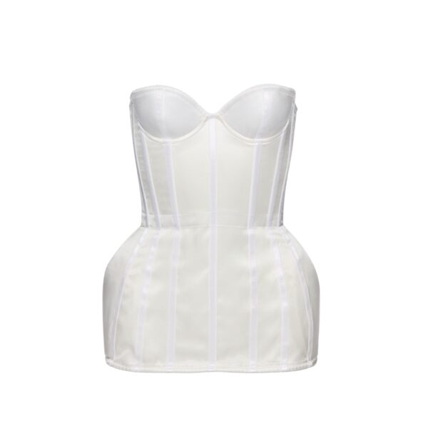 Magda Butrym Longline silk corset top in white satin