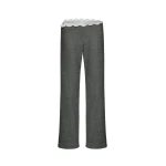 Magda Butrym Low-rise wool trousers with lace waistband in grey