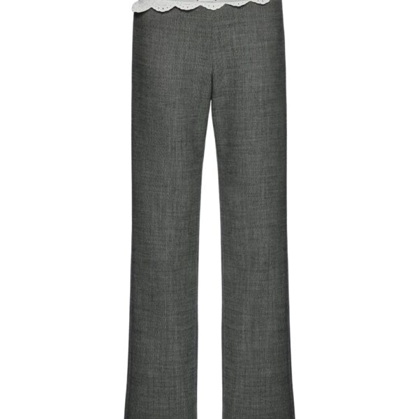 Magda Butrym Low-rise wool trousers with lace waistband in grey