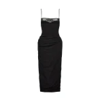 Magda Butrym Midi corset dress with lace neckline in black