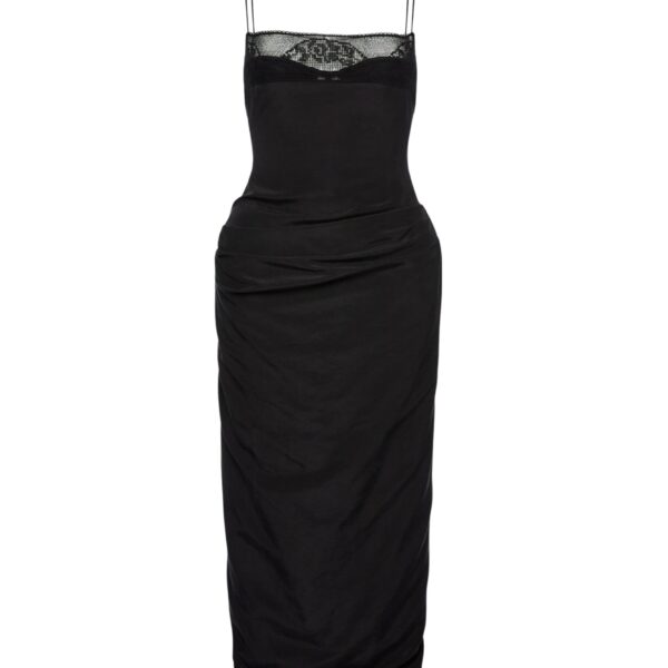Magda Butrym Midi corset dress with lace neckline in black