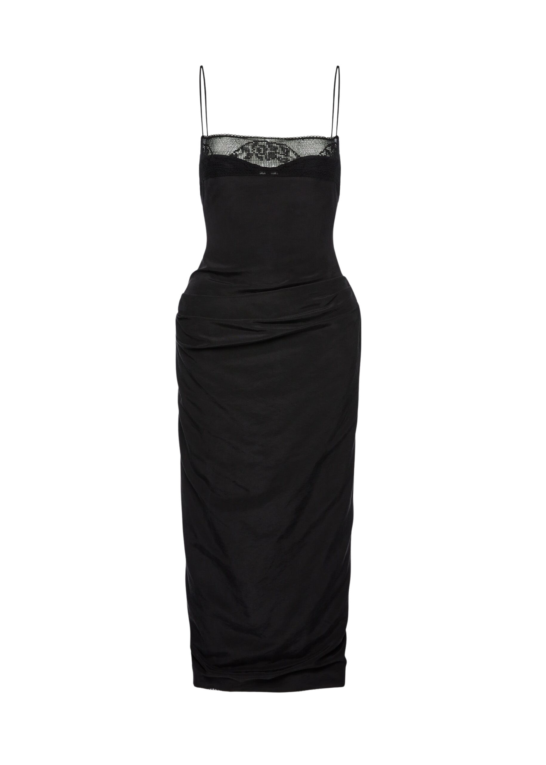 Magda Butrym Midi corset dress with lace neckline in black