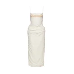 Magda Butrym Midi corset dress with lace neckline in cream