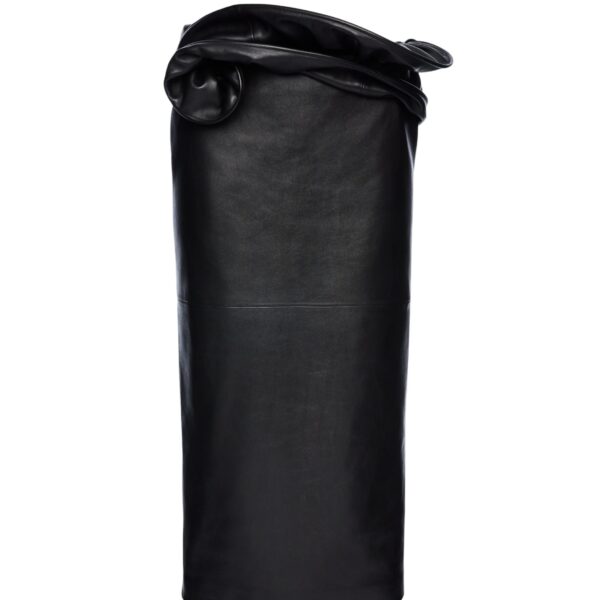 Magda Butrym Midi leather skirt with hand-twisted flower detail in black