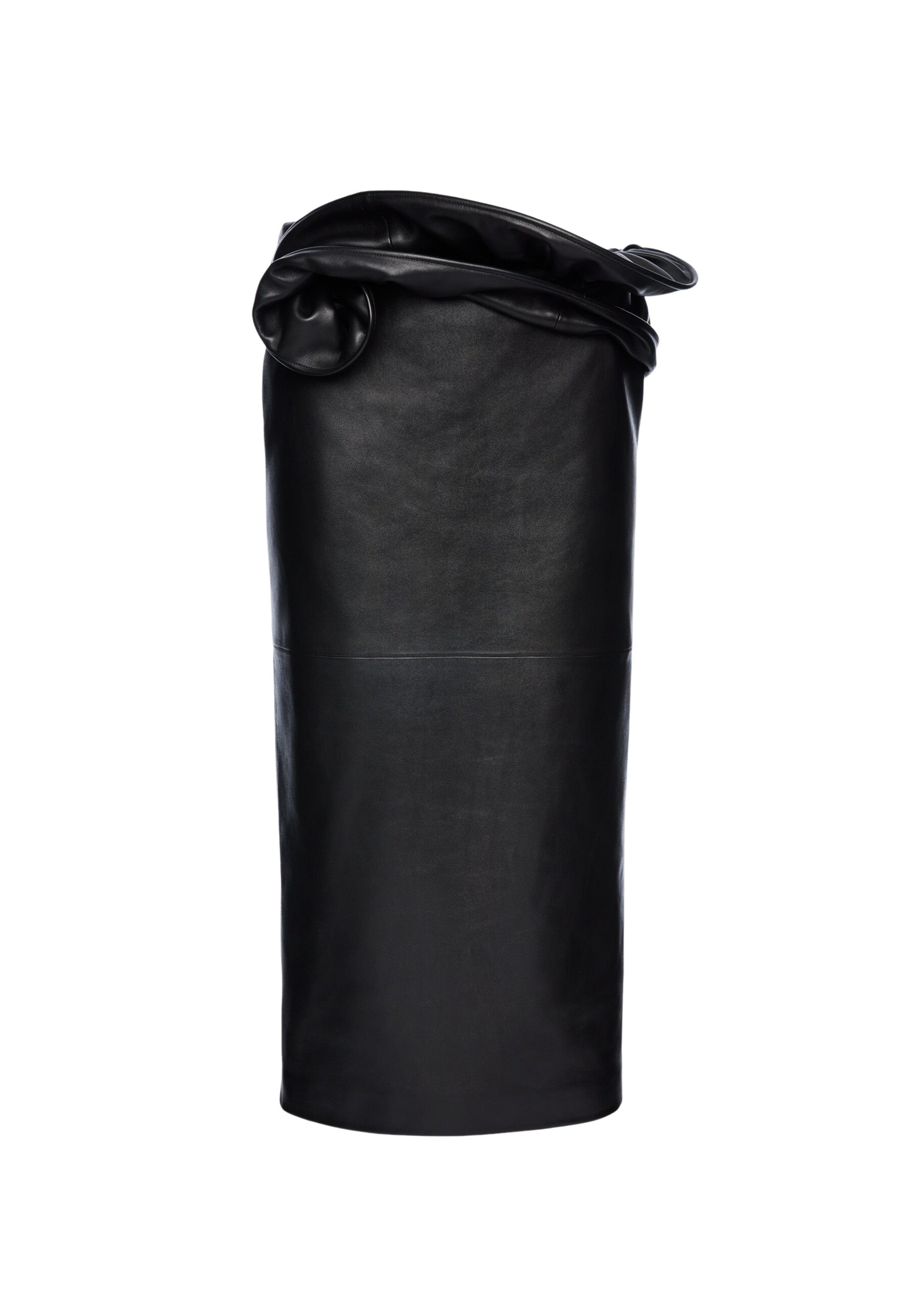 Magda Butrym Midi leather skirt with hand-twisted flower detail in black