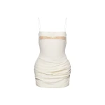Magda Butrym Mini corset dress with lace neckline in cream