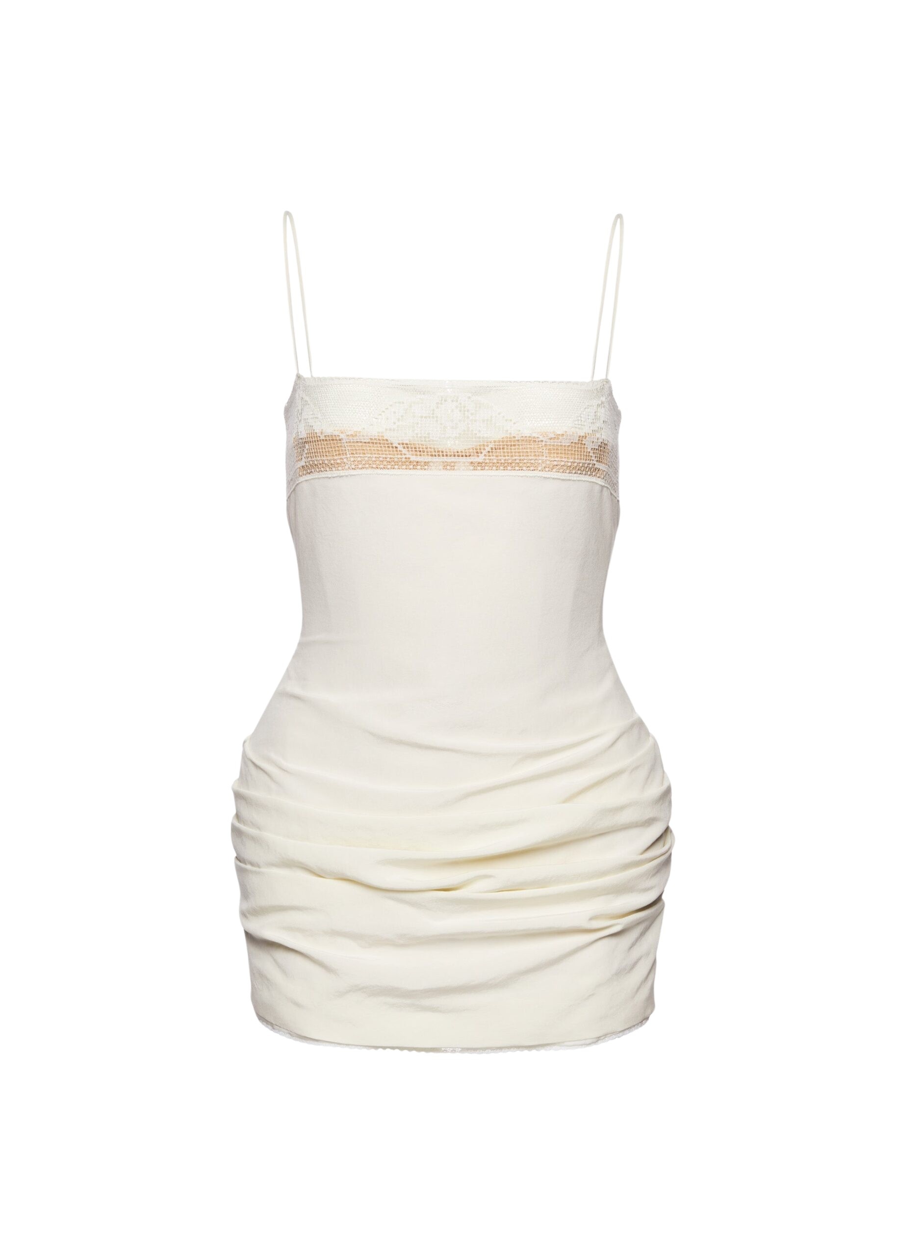 Magda Butrym Mini corset dress with lace neckline in cream