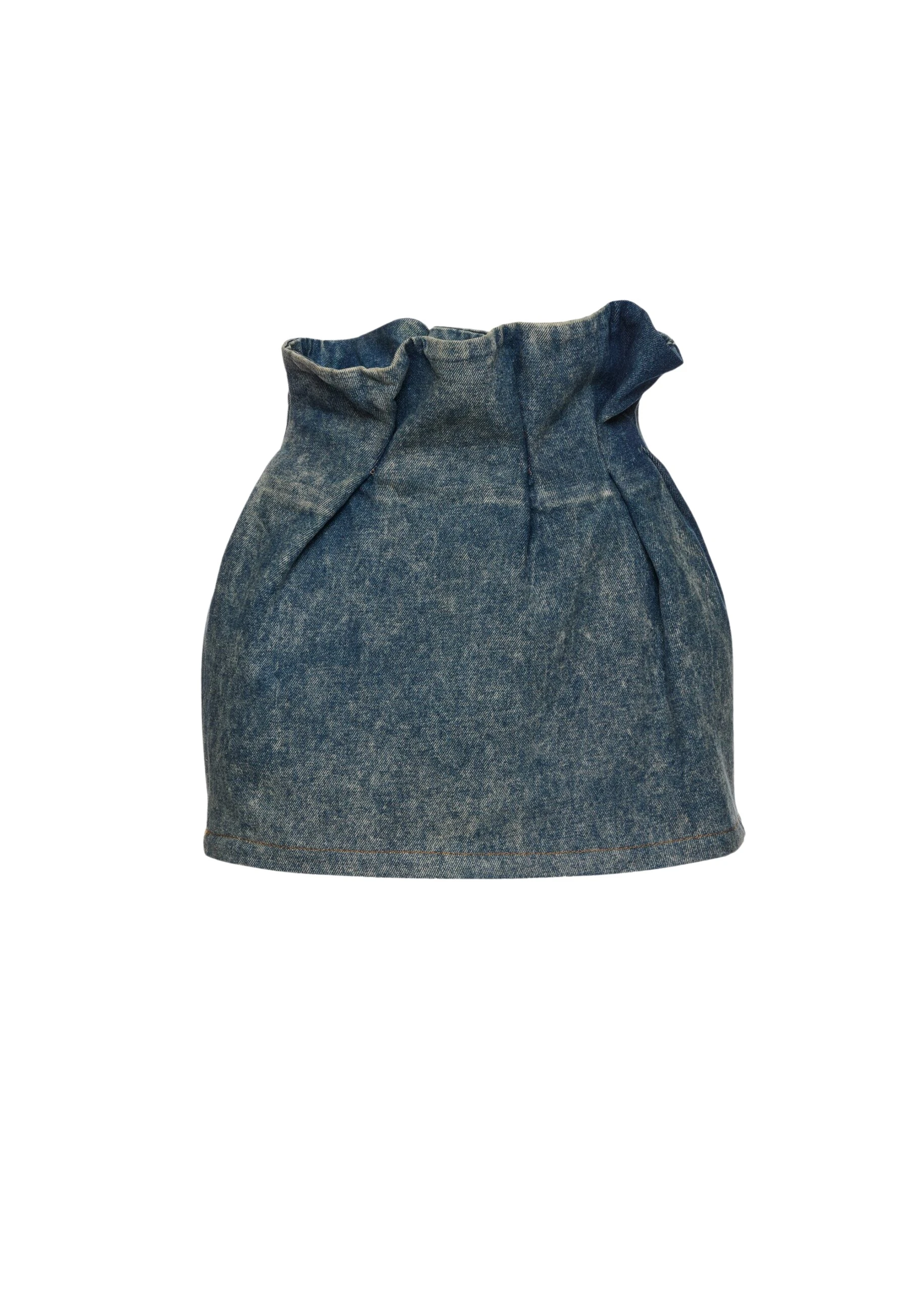 Magda Butrym Mini denim skirt with ruffled waist in vintage blue