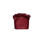 Magda Butrym Mini leather skirt with hand-twisted flower detail in cherry red