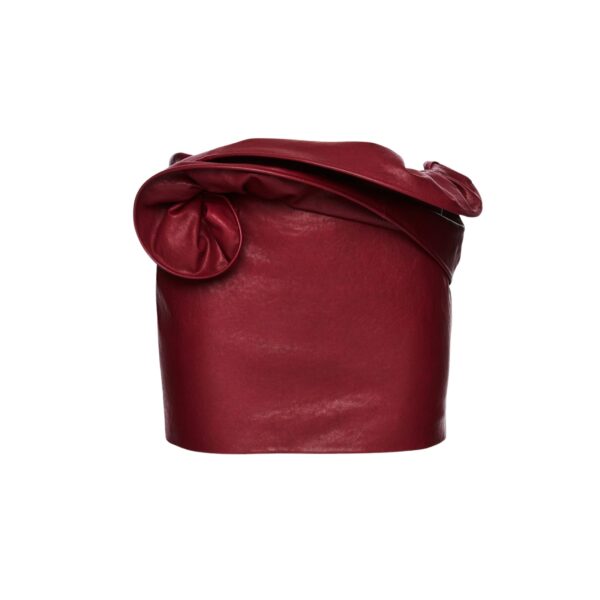 Magda Butrym Mini leather skirt with hand-twisted flower detail in cherry red