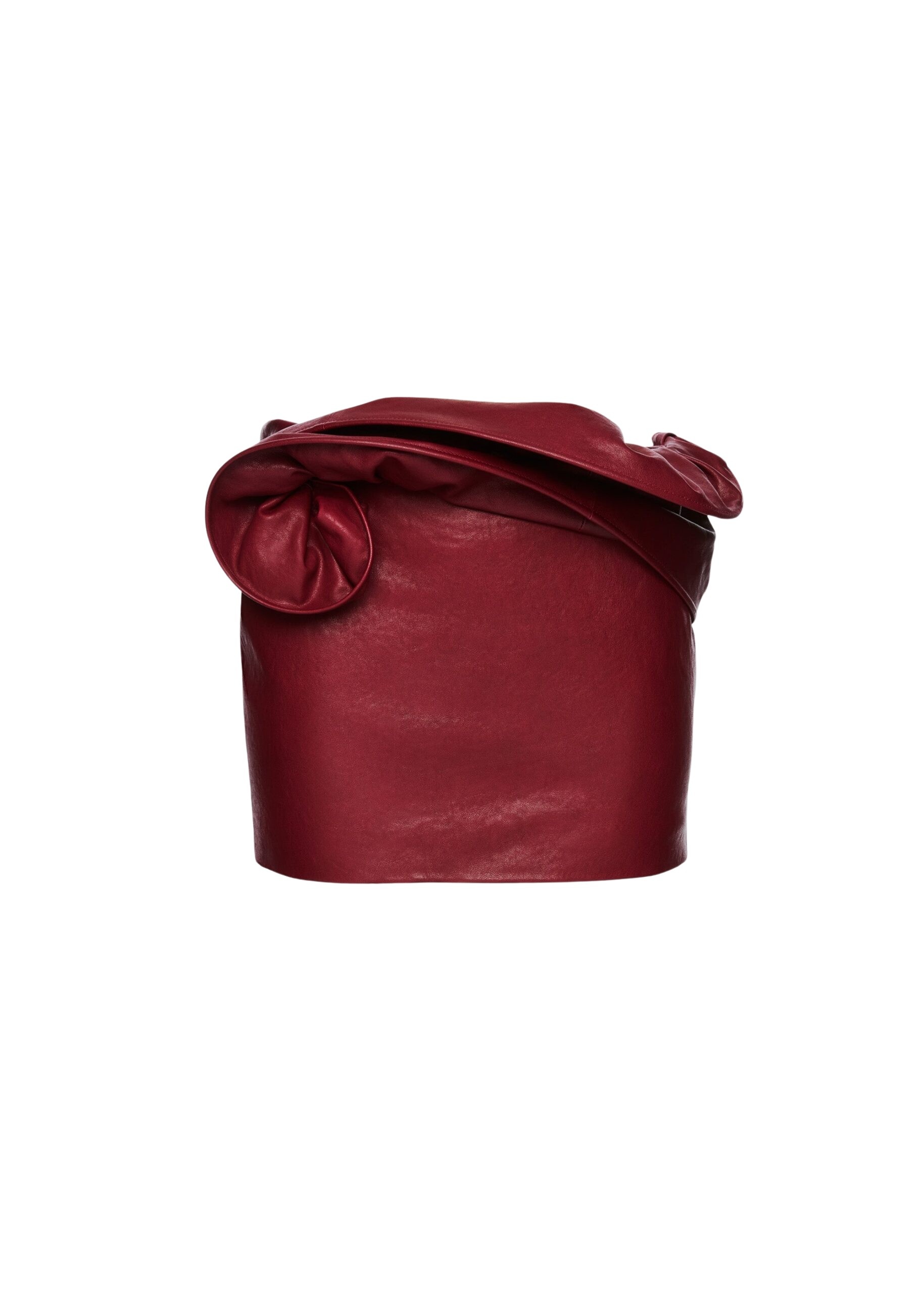 Magda Butrym Mini leather skirt with hand-twisted flower detail in cherry red